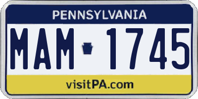 PA license plate MAM1745