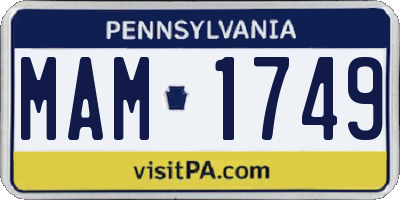 PA license plate MAM1749