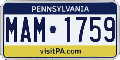 PA license plate MAM1759