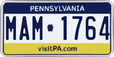 PA license plate MAM1764