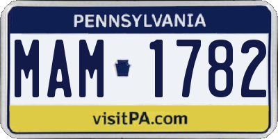PA license plate MAM1782