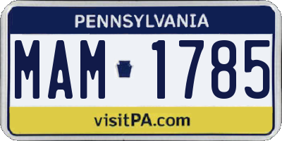 PA license plate MAM1785