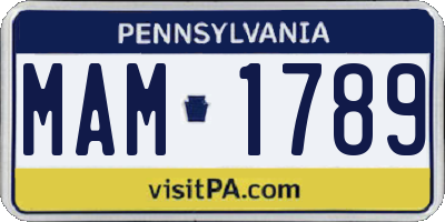 PA license plate MAM1789