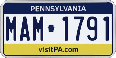 PA license plate MAM1791