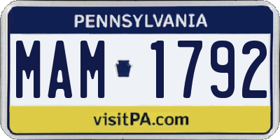 PA license plate MAM1792