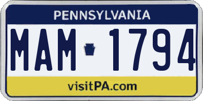 PA license plate MAM1794