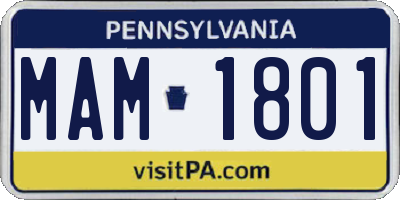 PA license plate MAM1801
