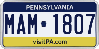 PA license plate MAM1807