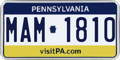 PA license plate MAM1810