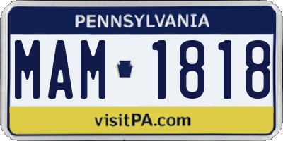 PA license plate MAM1818