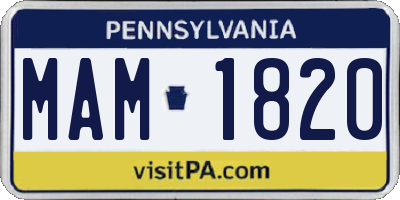 PA license plate MAM1820