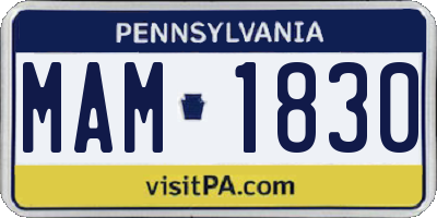 PA license plate MAM1830