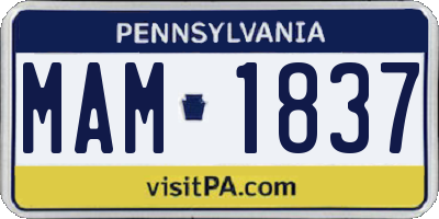 PA license plate MAM1837