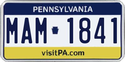 PA license plate MAM1841