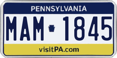 PA license plate MAM1845