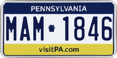 PA license plate MAM1846