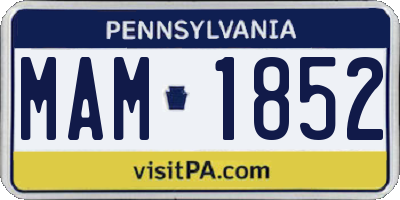 PA license plate MAM1852