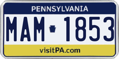 PA license plate MAM1853