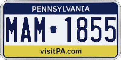 PA license plate MAM1855
