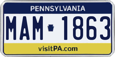 PA license plate MAM1863