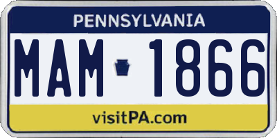 PA license plate MAM1866