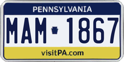 PA license plate MAM1867