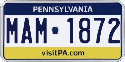 PA license plate MAM1872