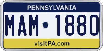 PA license plate MAM1880