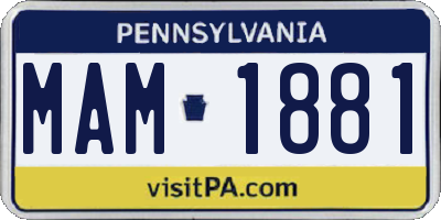 PA license plate MAM1881