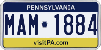 PA license plate MAM1884