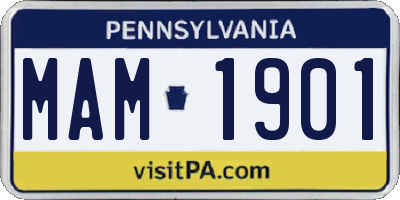 PA license plate MAM1901