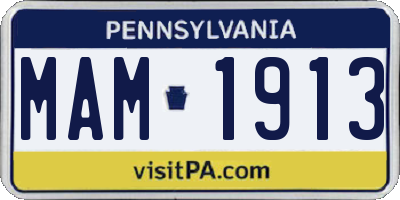 PA license plate MAM1913