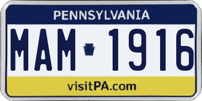 PA license plate MAM1916