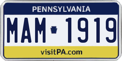 PA license plate MAM1919