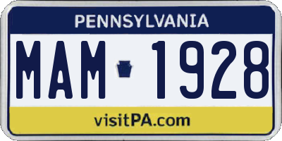 PA license plate MAM1928