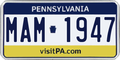 PA license plate MAM1947