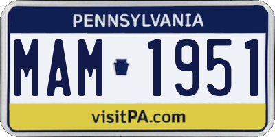 PA license plate MAM1951