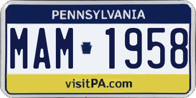 PA license plate MAM1958