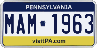 PA license plate MAM1963