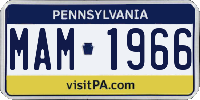 PA license plate MAM1966