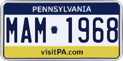 PA license plate MAM1968