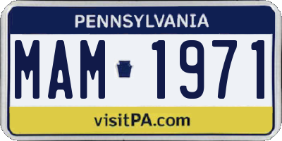 PA license plate MAM1971