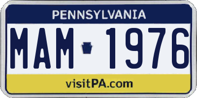 PA license plate MAM1976