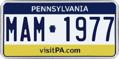 PA license plate MAM1977