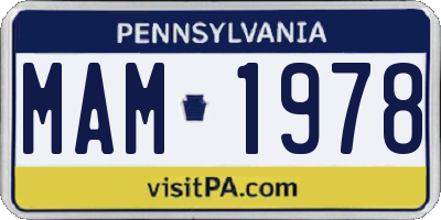 PA license plate MAM1978