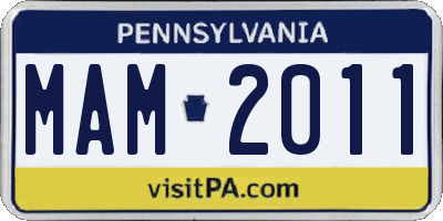PA license plate MAM2011