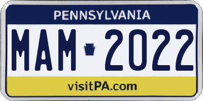 PA license plate MAM2022