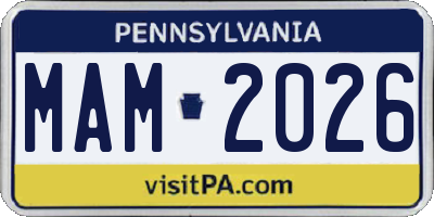 PA license plate MAM2026