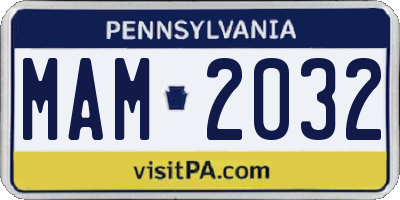 PA license plate MAM2032