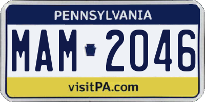 PA license plate MAM2046
